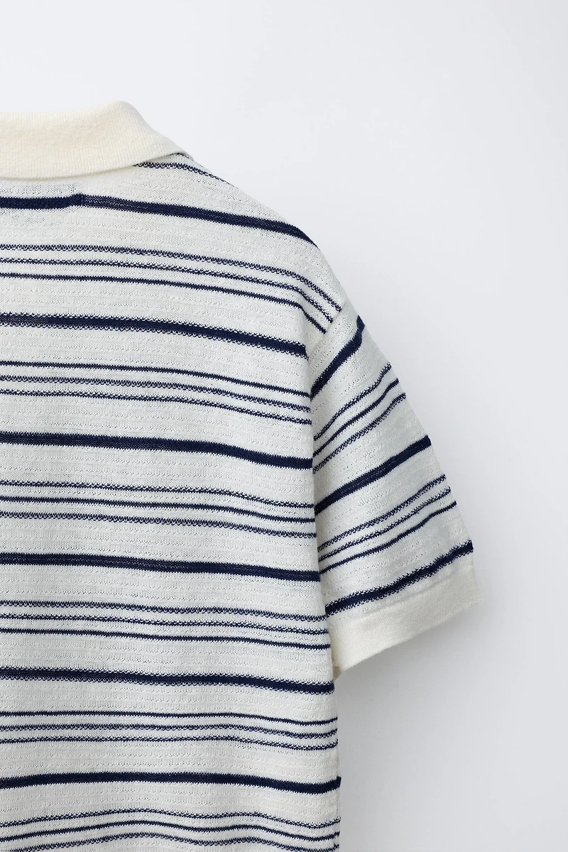POLO EN COTON ET LIN À RAYURES