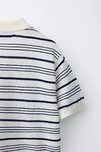POLO EN COTON ET LIN À RAYURES