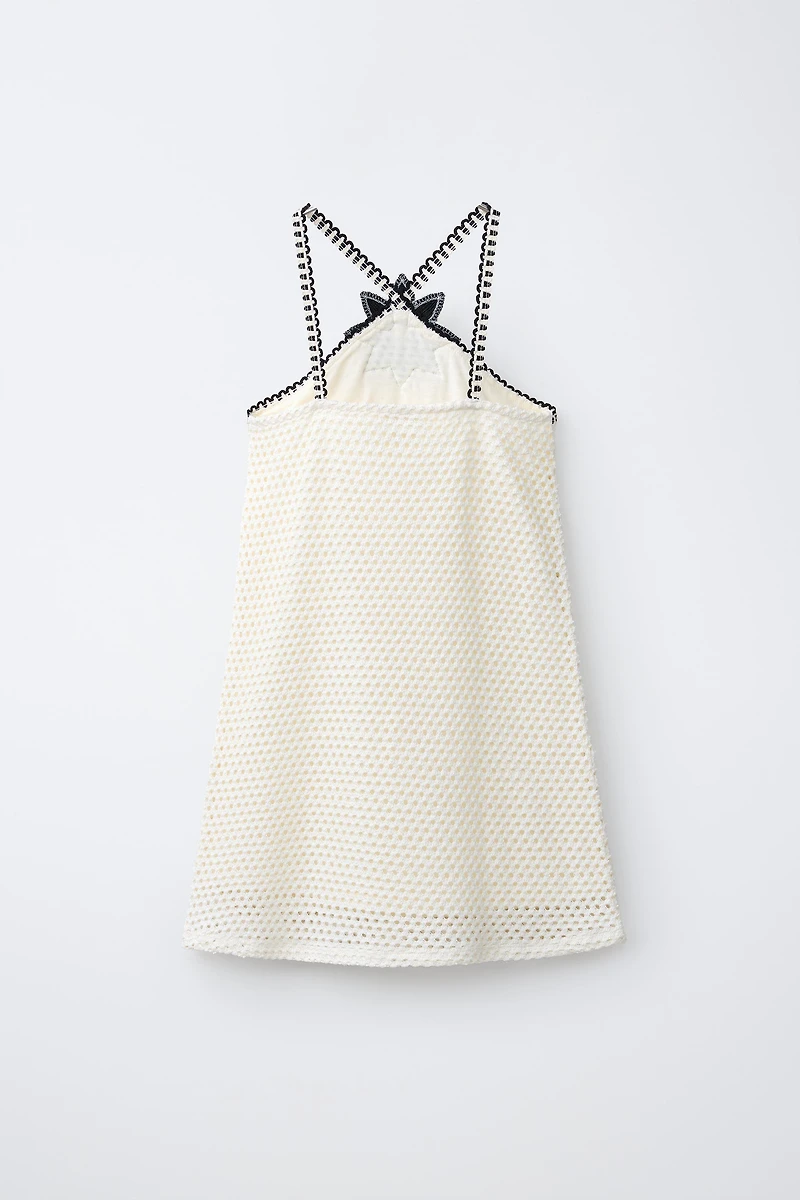 FLORAL CROCHET KNIT DRESS