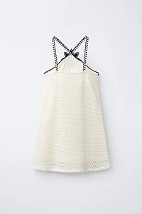 FLORAL CROCHET KNIT DRESS