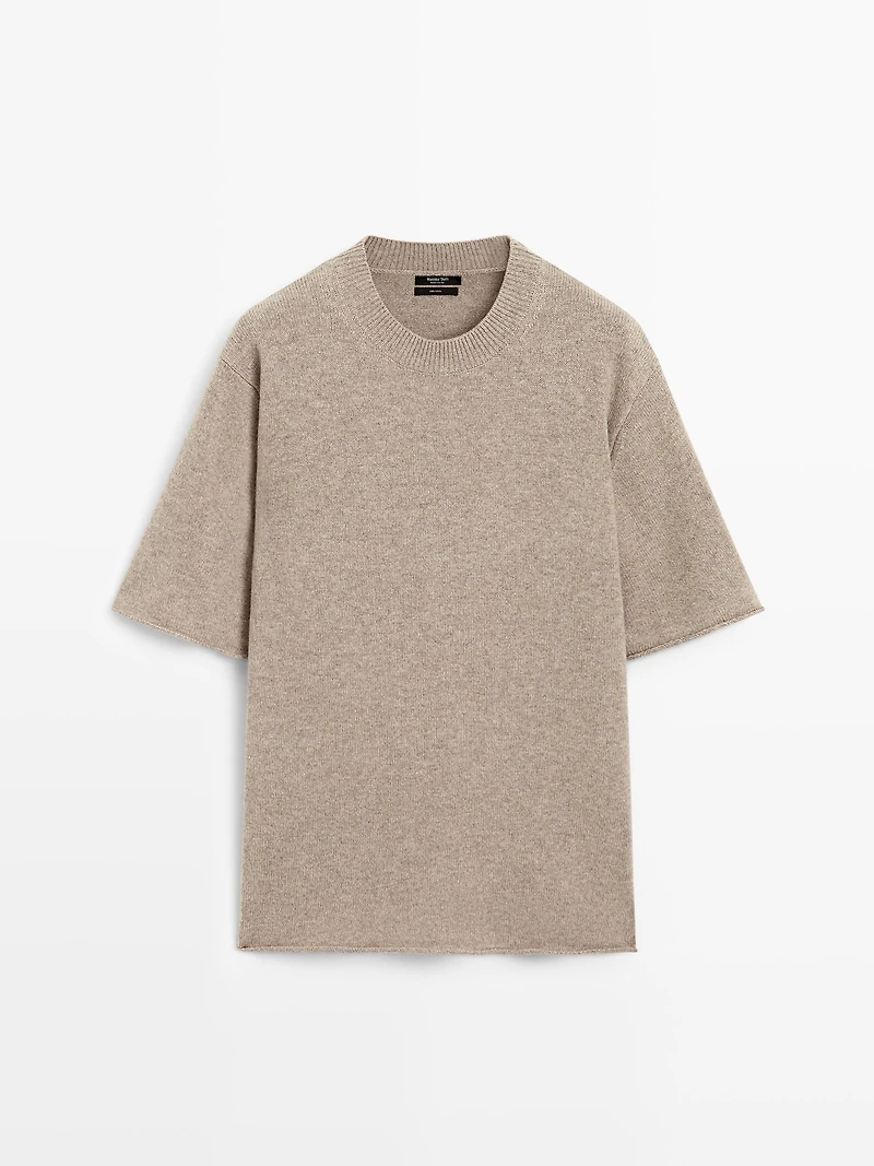 100% wool oversize short sleeve sweater