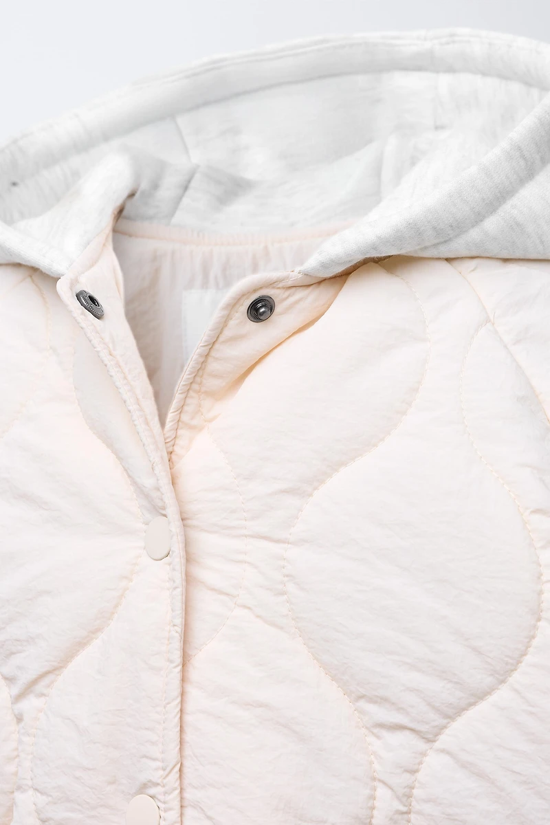 EMBROIDERED BEAR HOODED PUFFER JACKET