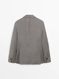Tailored linen blend herringbone blazer