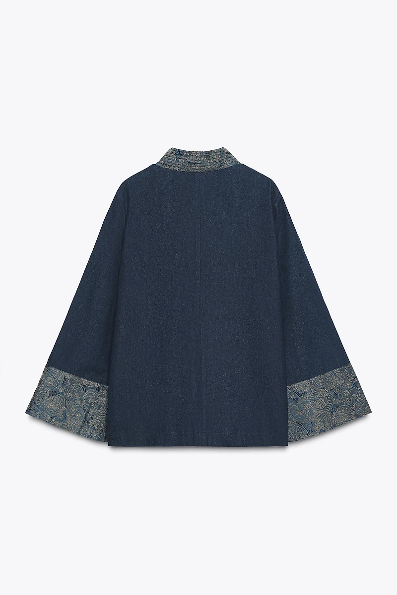 JACQUARD FAUX DENIM KIMONO