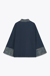 JACQUARD FAUX DENIM KIMONO