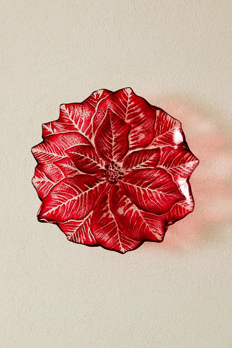 ASSIETTE À DESSERT EN VERRE FLEUR NOËL