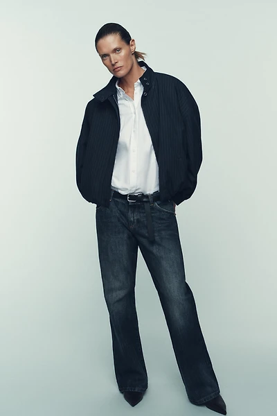 BLOUSON BOMBER À RAYURES CRAIE