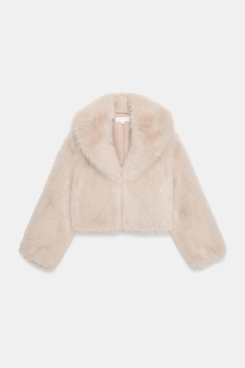 FAUX FUR LAPEL COLLAR JACKET