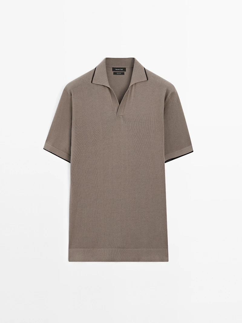Knit polo shirt with contrast detail
