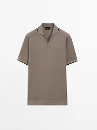 Knit polo shirt with contrast detail