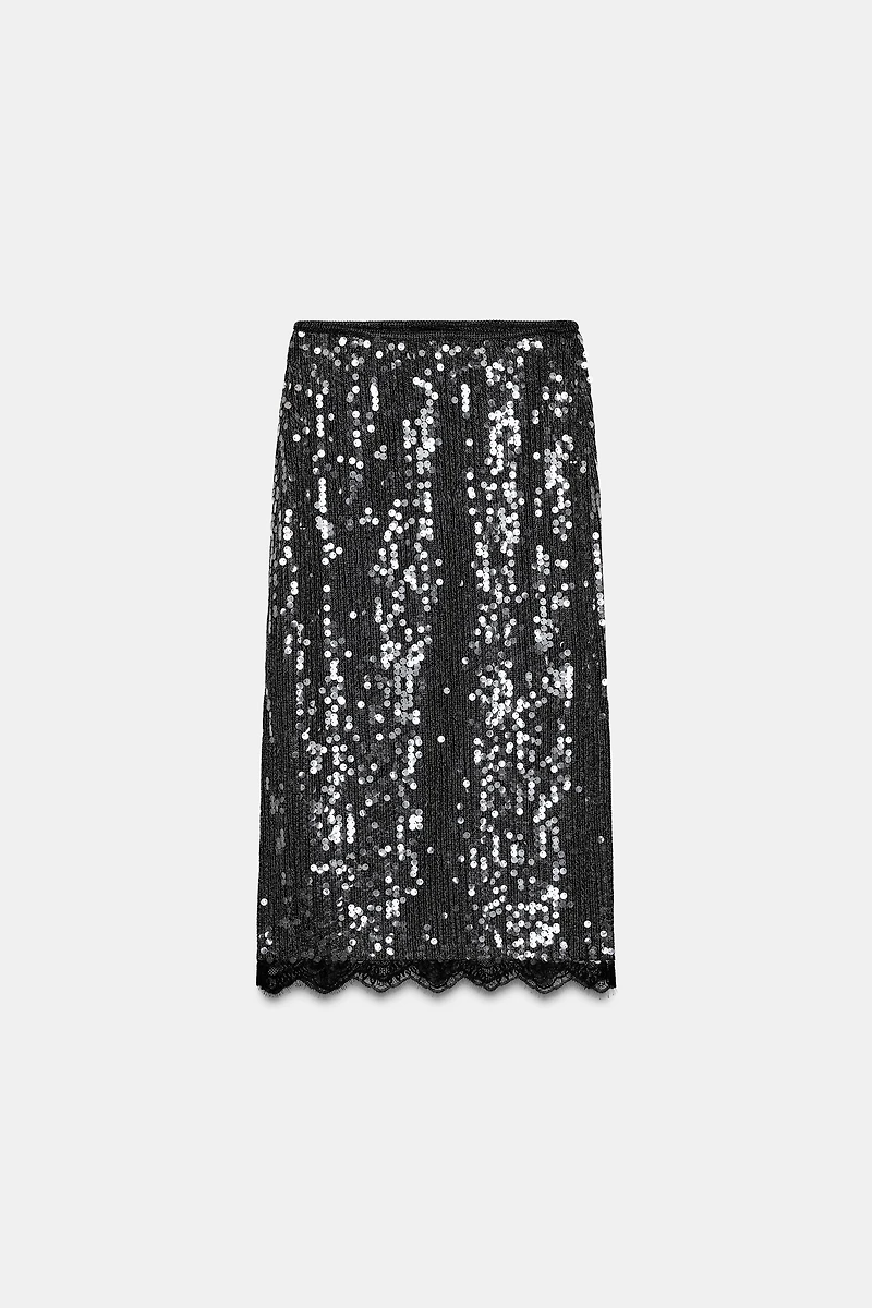 SEQUIN LACE SKIRT ZW COLLECTION
