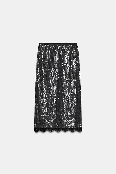 SEQUIN LACE SKIRT ZW COLLECTION