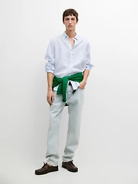 Regular fit 100% linen striped shirt