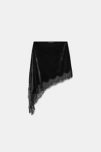 ASYMMETRIC VELVET LACE SKIRT ZW COLLECTION