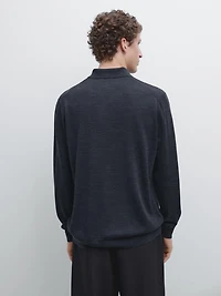 100% wool knit sweater with polo collar