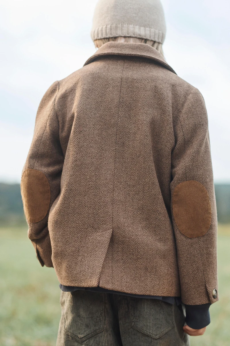 LIMITED EDITION HERRINGBONE BLAZER WITH ELBOW PATCHES AND WOOL