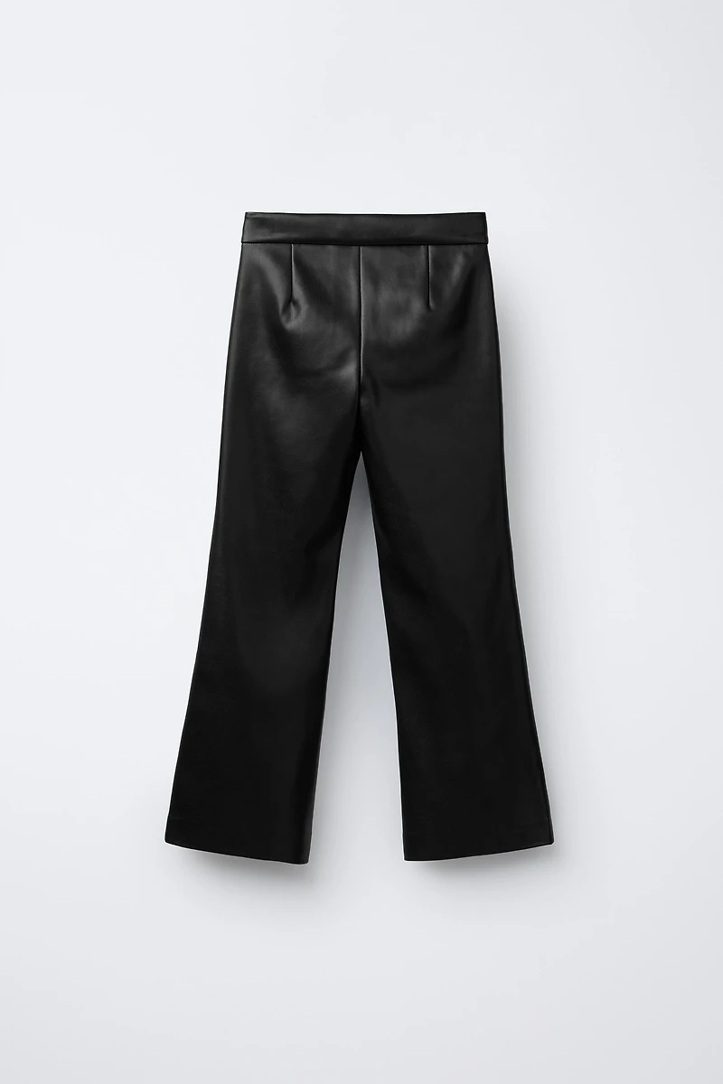 FAUX LEATHER FLARE PANTS
