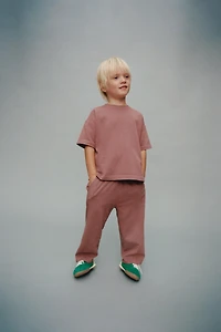 PLAIN WIDE LEG T-SHIRT AND PANTS SET