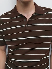 100% cotton striped knit polo shirt