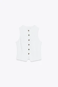 GILET Z1975 EN JEAN À BOUTON DORÉ