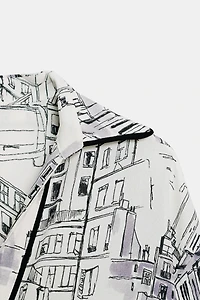 PRINTED BLOUSE WITH TRIM