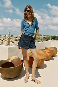 Z1975 WRAP DENIM SKORT WITH BUCKLE