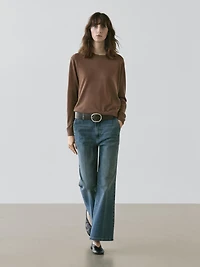 100% wool fine knit crew neck sweater