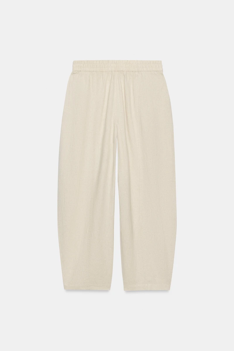 LINEN BARREL PANTS