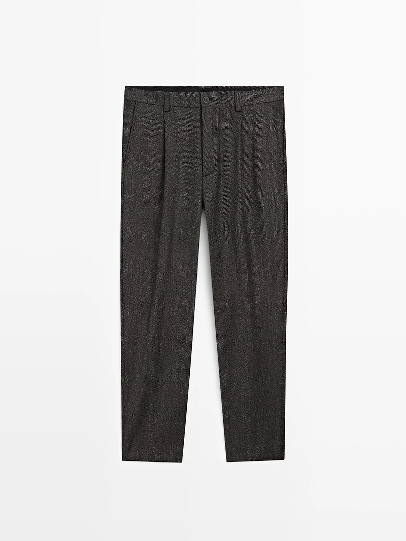 Herringbone wool blend trousers - LIMITED