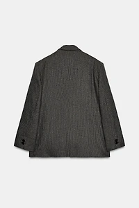 BLAZER CROISÉE OVERSIZE À CARREAUX AVEC LAINE
