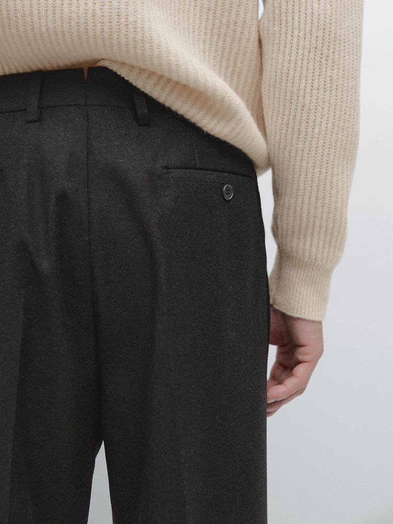 100% wool flannel trousers