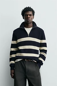 QUARTER-ZIP PURL KNIT SWEATER