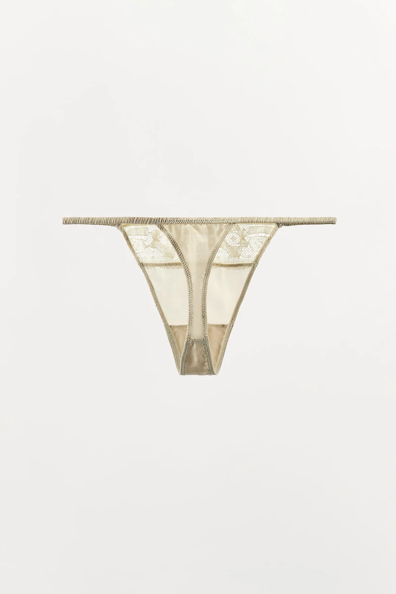 100% SILK LACE THONG