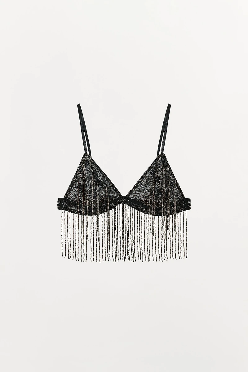 BEADED FRINGE BRA