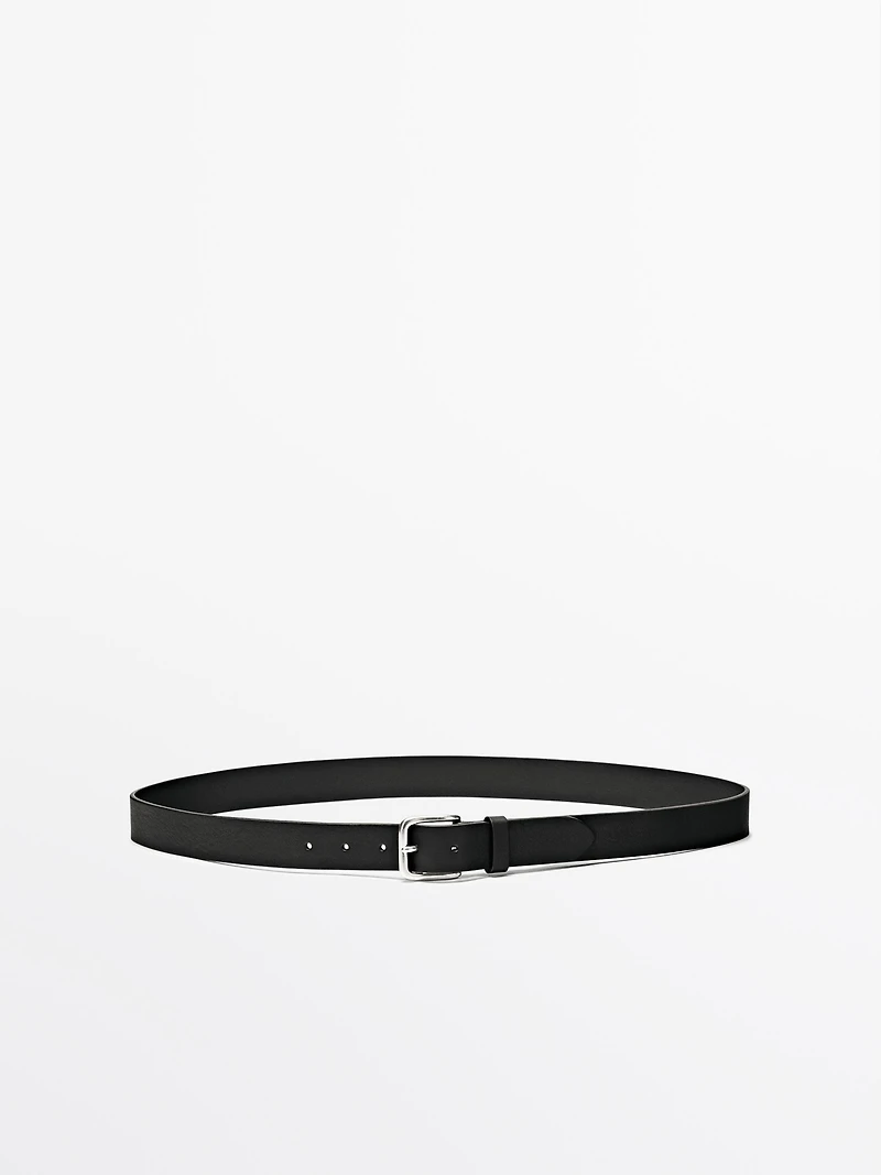 Nappa leather belt with square buckle