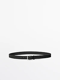 Nappa leather belt with square buckle