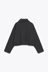 PLEATED FLEECE BOMBER JACKET