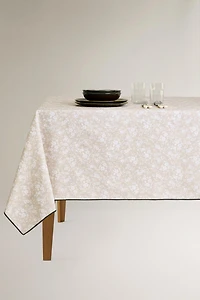RESIN-COATED FLORAL PRINT TABLECLOTH