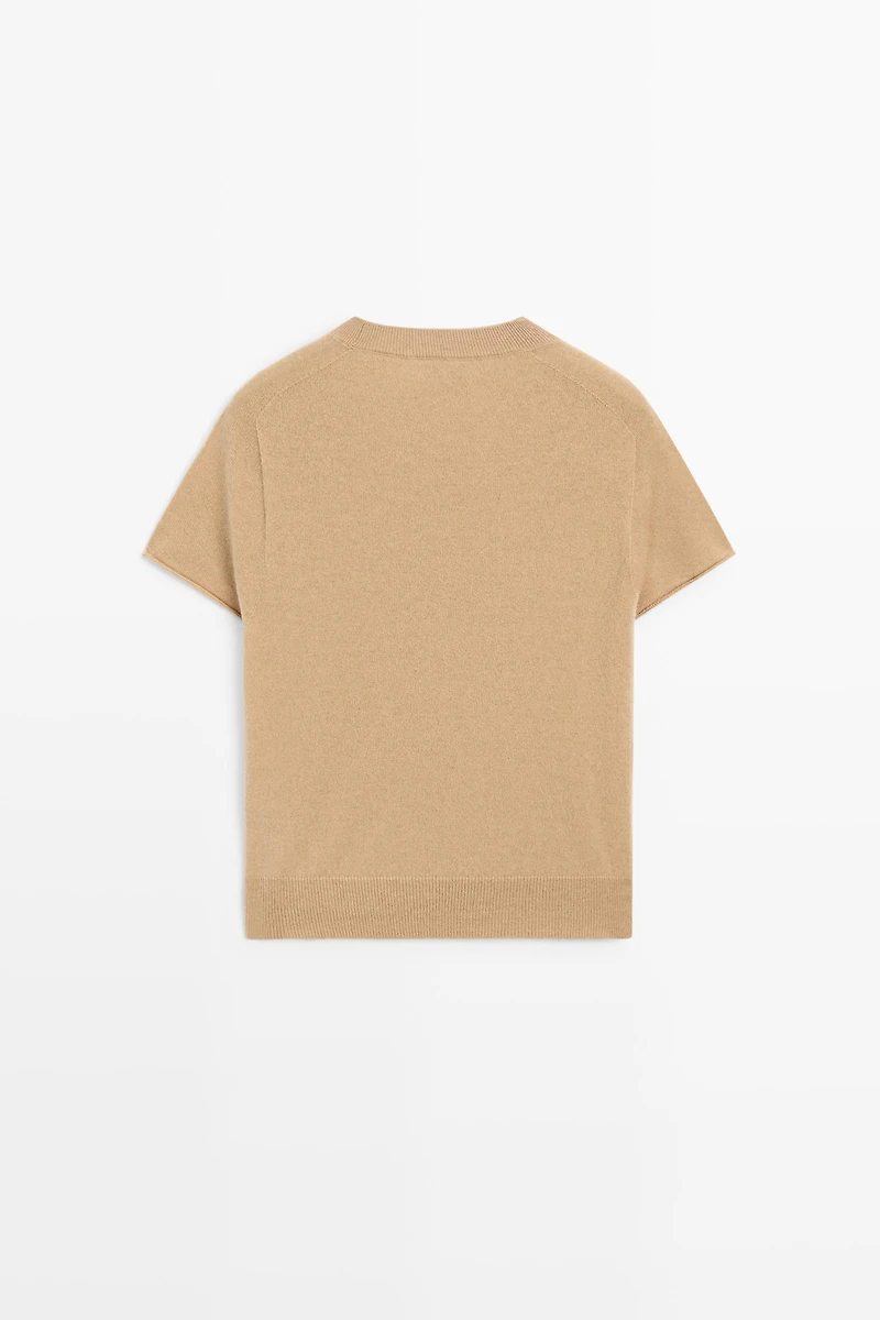 100% cashmere short sleeve knit sweater