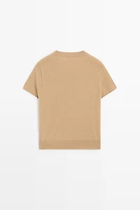 100% cashmere short sleeve knit sweater
