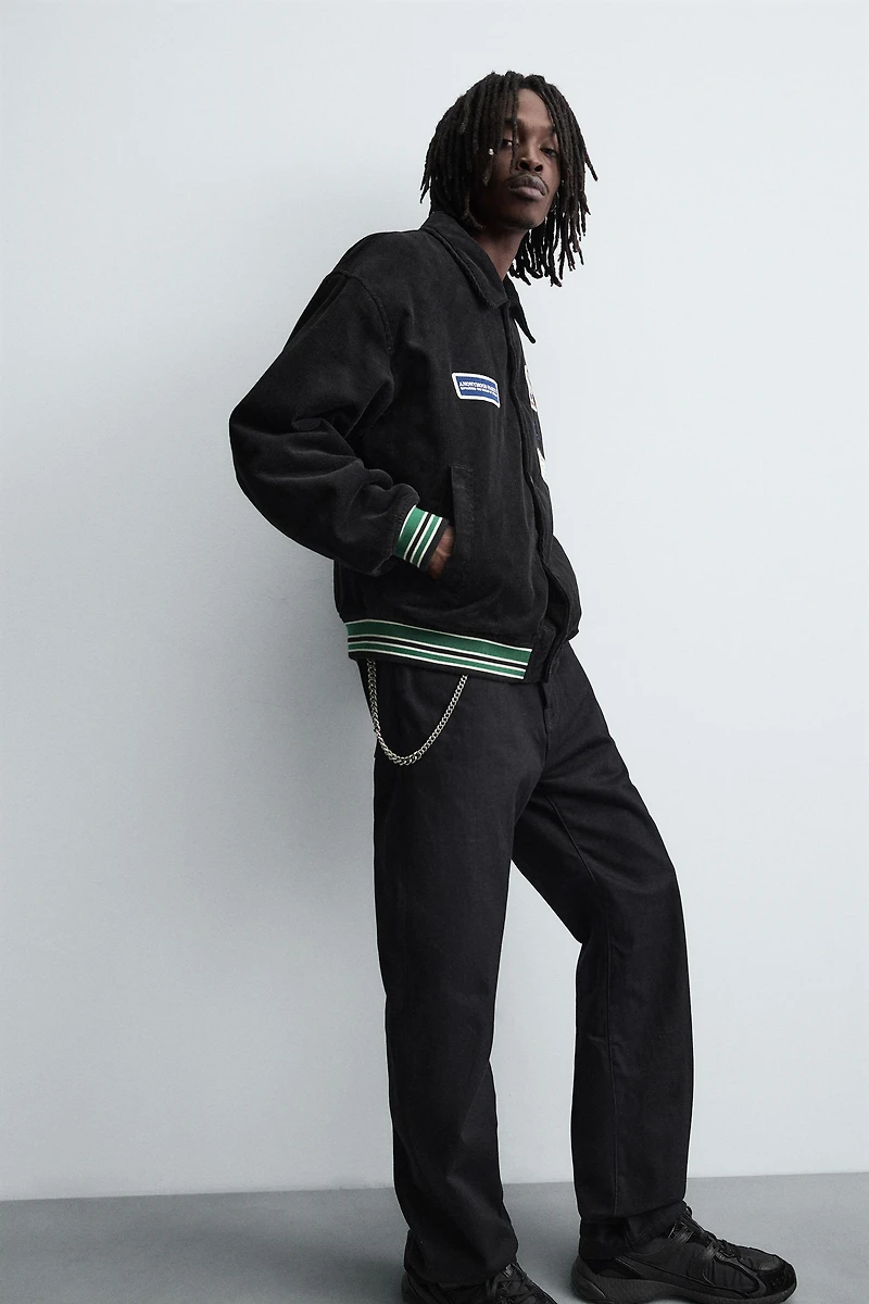 CORDUROY EMBROIDERED PATCH JACKET