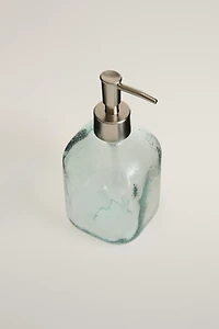BLUE BUBBLE-EFFECT GLASS SOAP DISPENSER