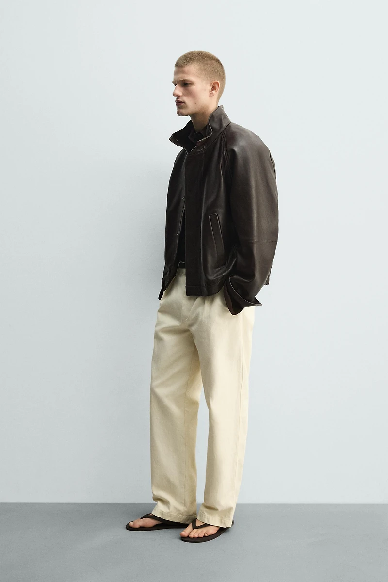 LEATHER BOMBER JACKET