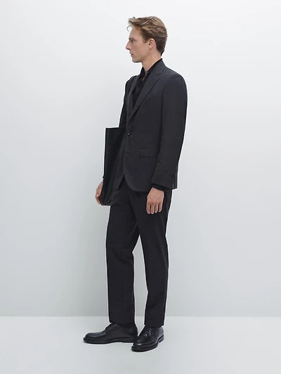100% wool check suit blazer