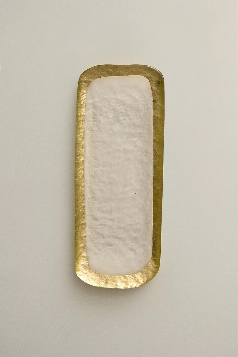 GOLD RIM GLASS SERVING DISH