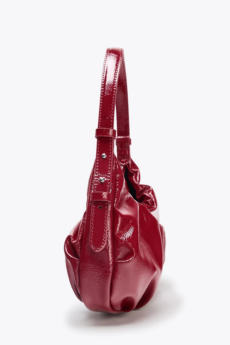 CRACKLE-EFFECT RUCHED BAG