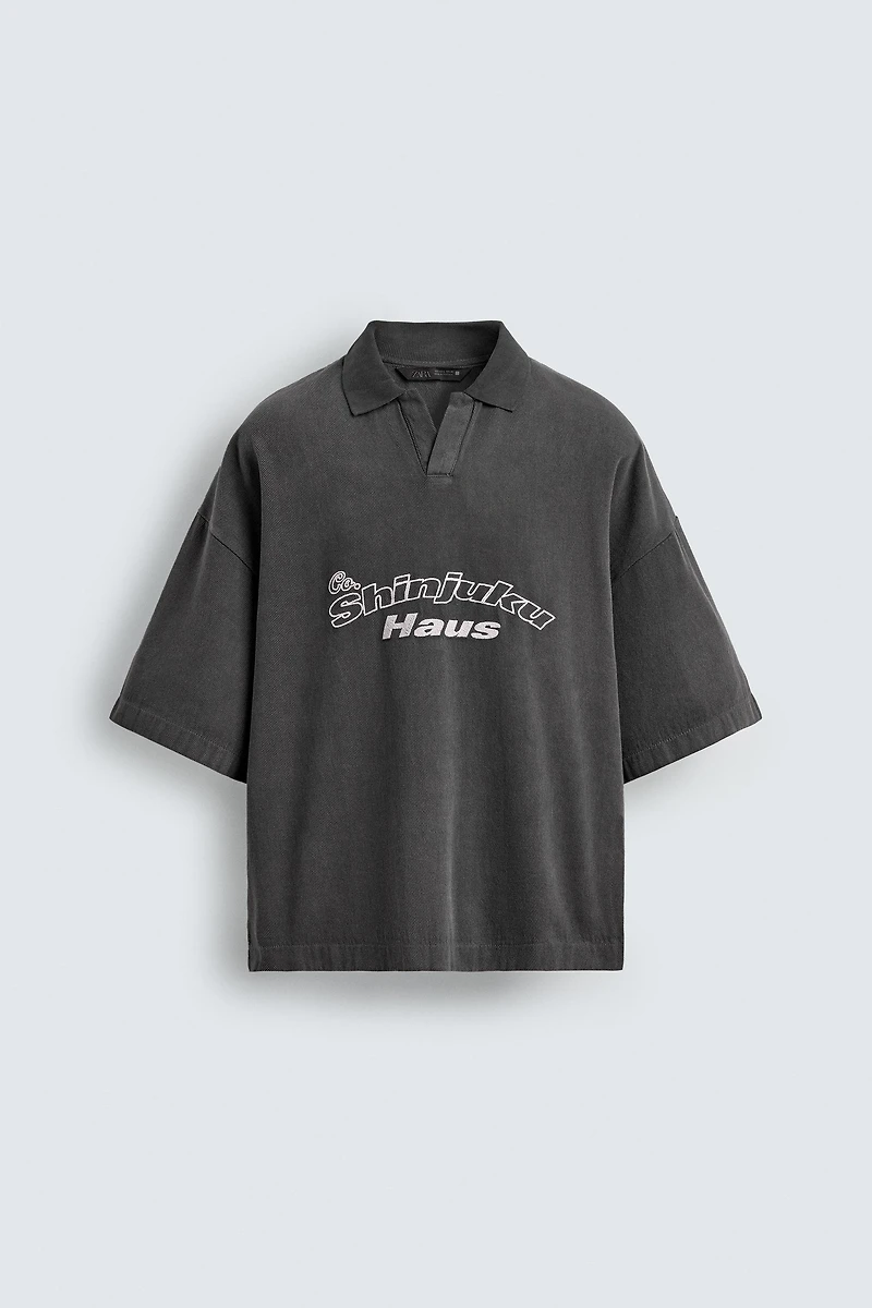 EMBROIDERED TEXT POLO SHIRT