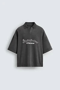 EMBROIDERED TEXT POLO SHIRT