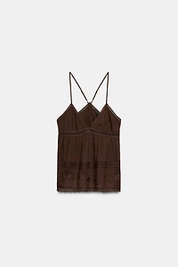 EMBROIDERED GAUZE CAMISOLE
