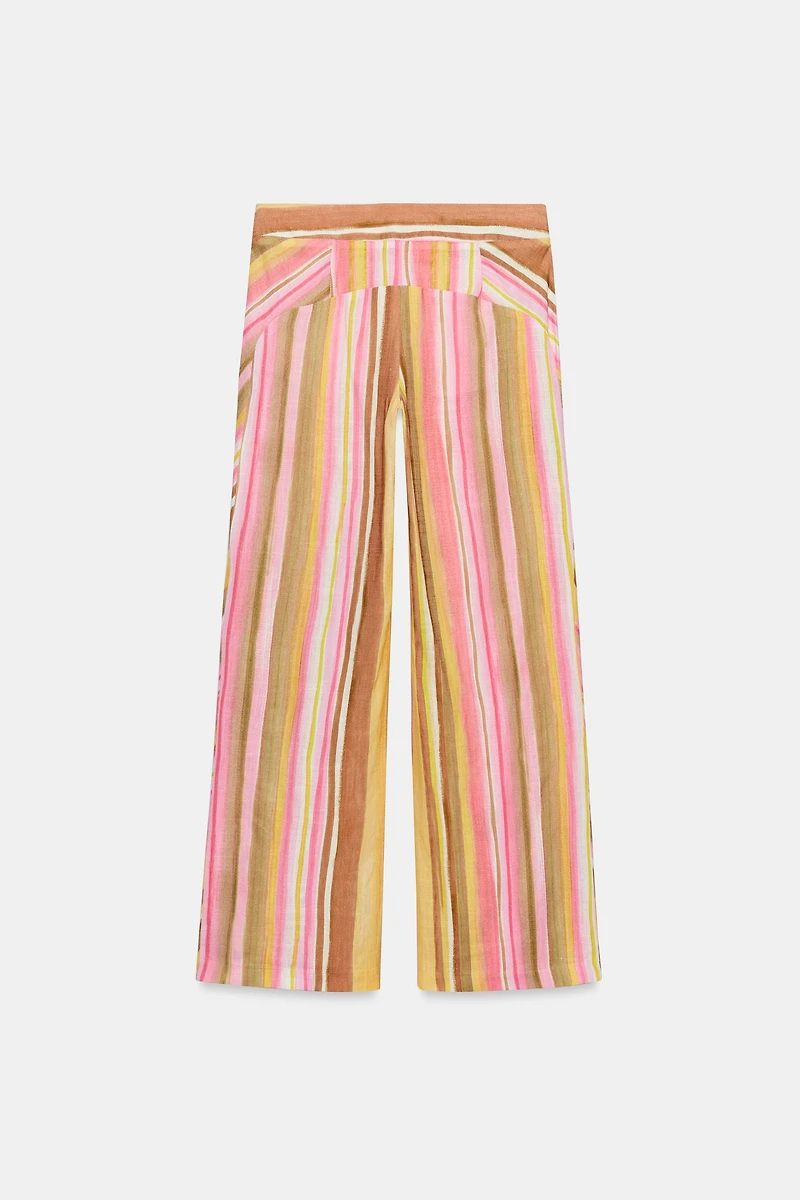 STRIPED WIDE LEG PANTS